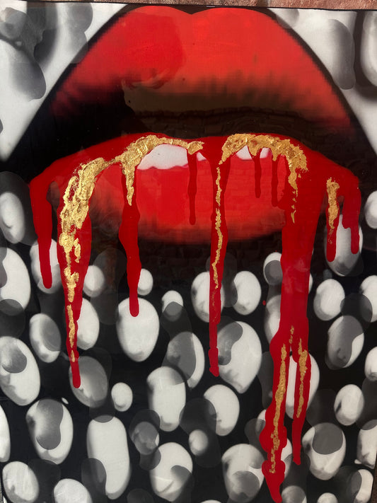 Kiss Me 'Til I Bleed - Original Mixed Media Collage