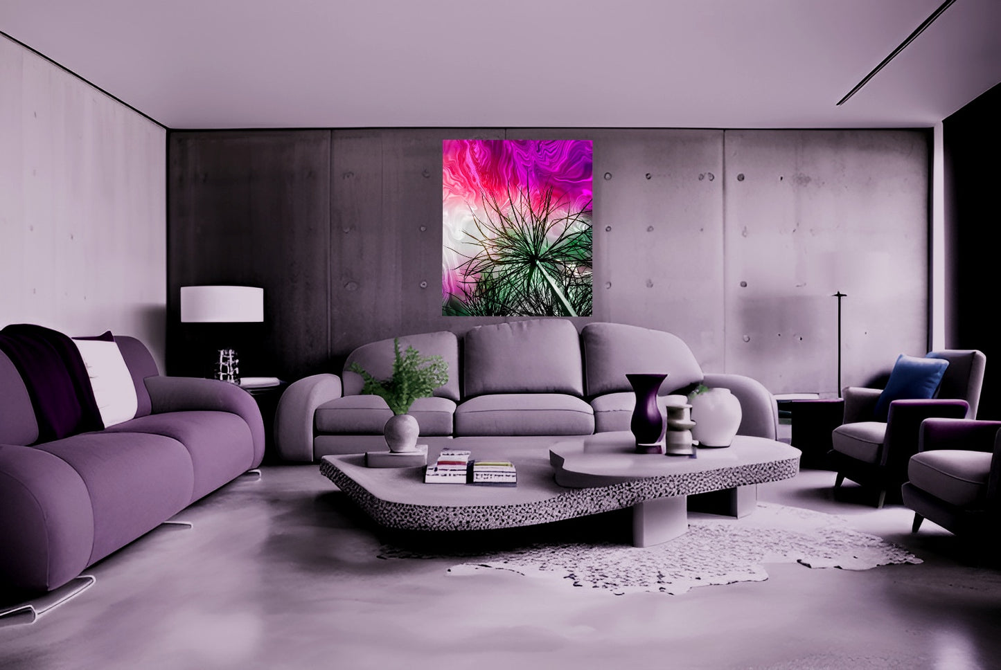 Vibrant Energy – Purple, Pink, White & Green Art Print