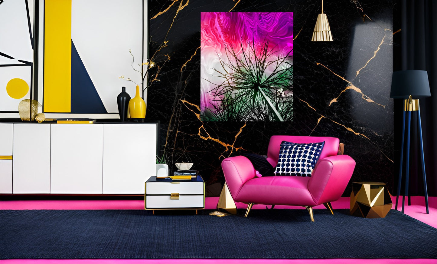 Vibrant Energy – Purple, Pink, White & Green Art Print
