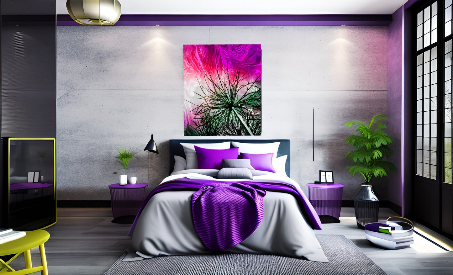 Vibrant Energy – Purple, Pink, White & Green Art Print