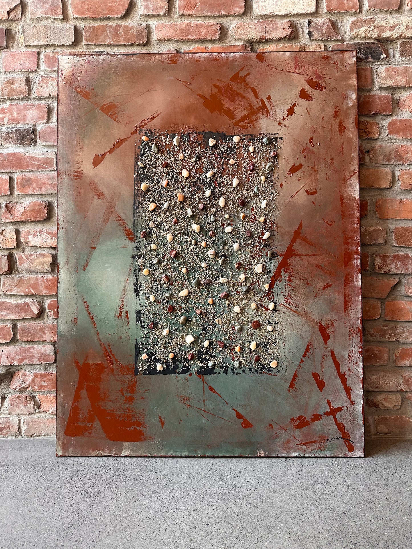 Fractured Rust and Emerald - Original Painting