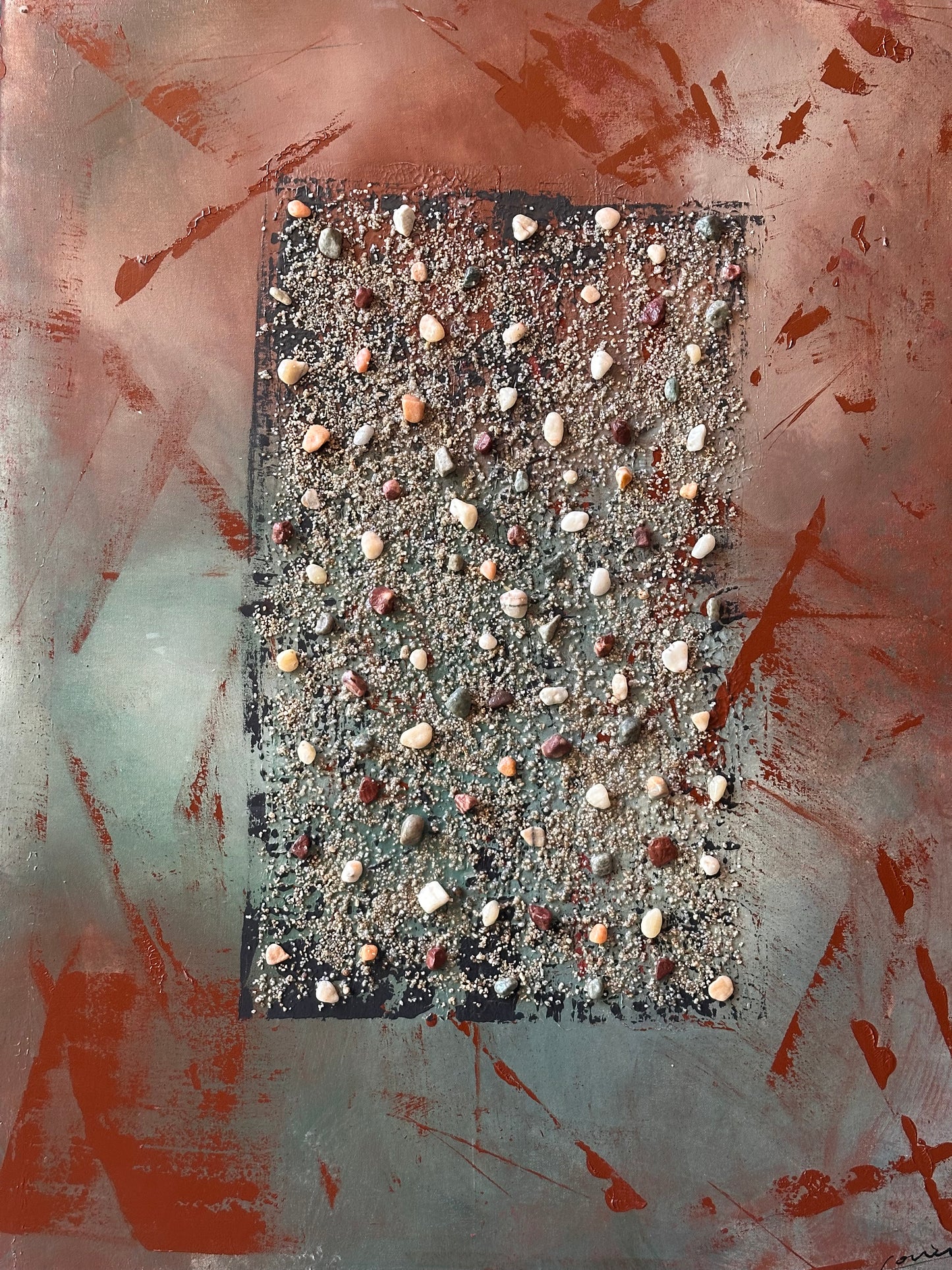 Fractured Rust and Emerald - Original Painting