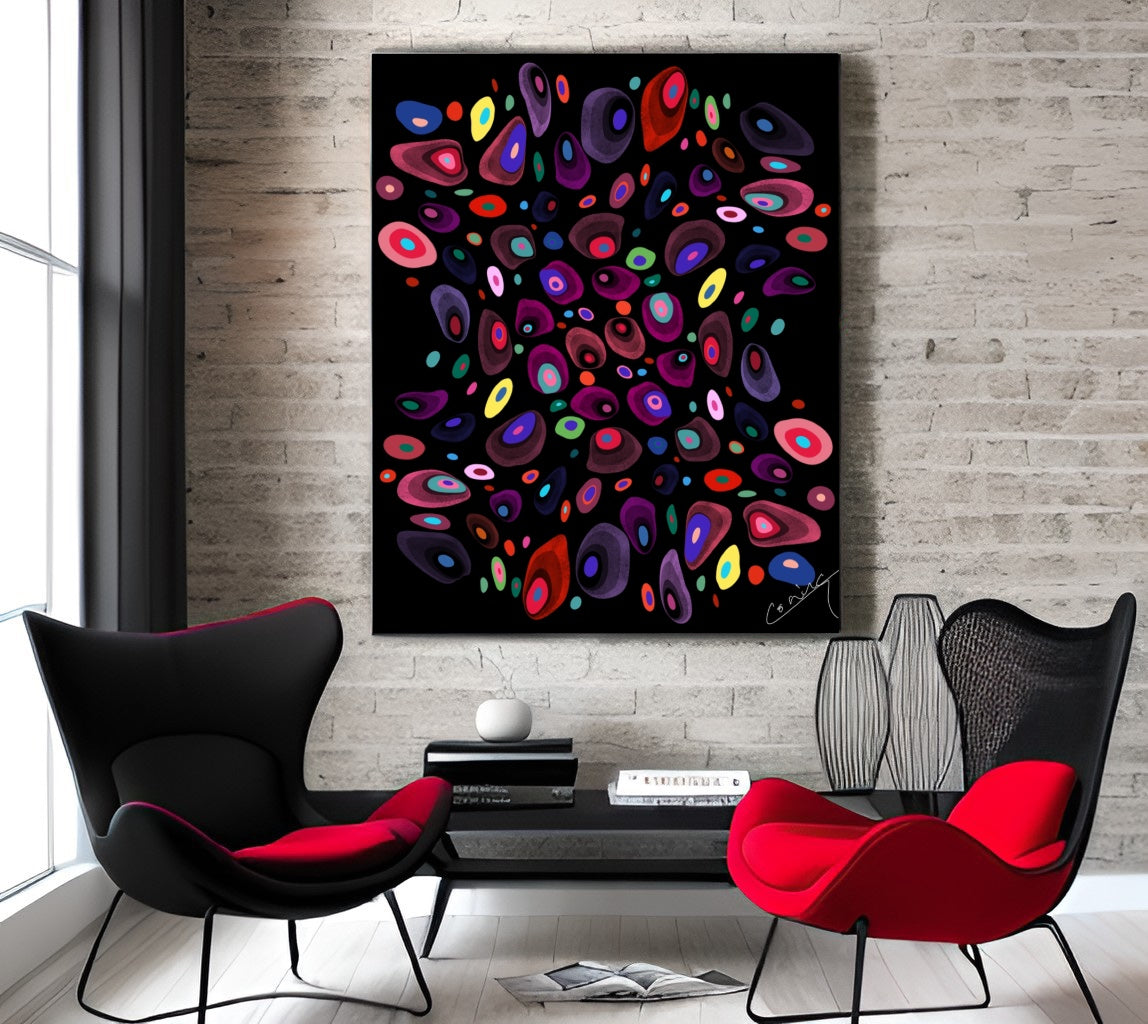 Joyful Mosaic of Vibrant Pebbles – Abstract Art Print