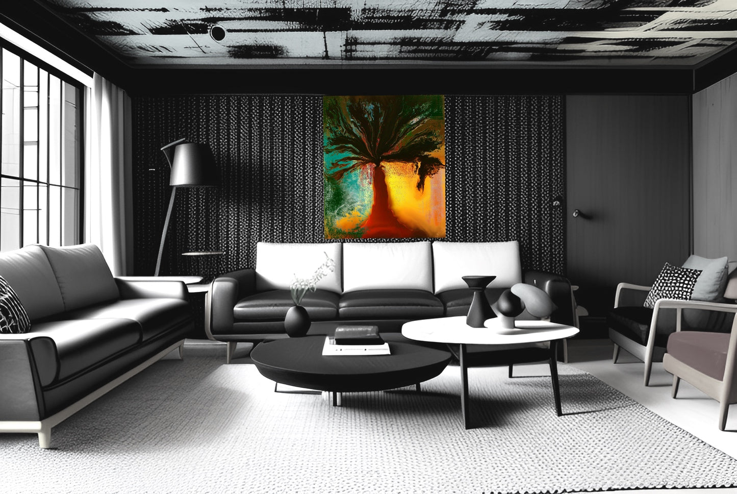 Sunset Solace and the Majestic Tree - Happy Art Print