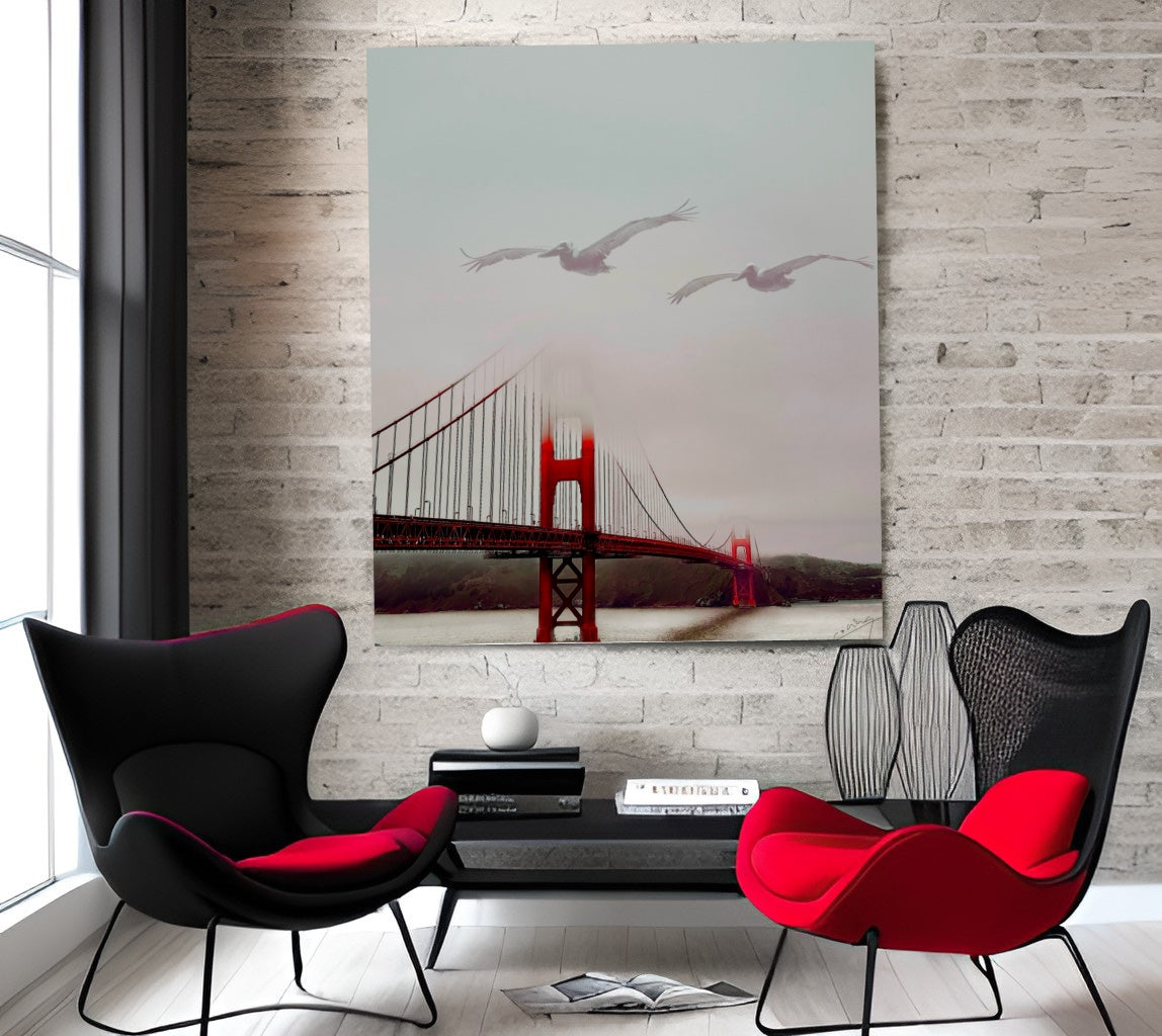 Enigmatic Crossings - Vintage Golden Gate Bridge Art Print