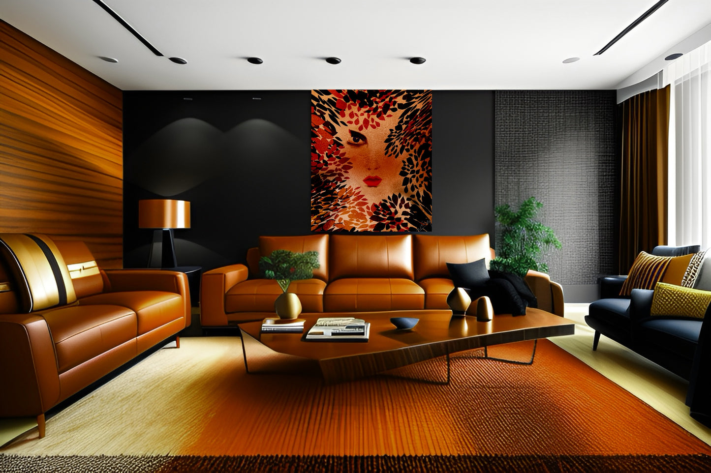 Golden Veil of Enigma – Modern Art Print