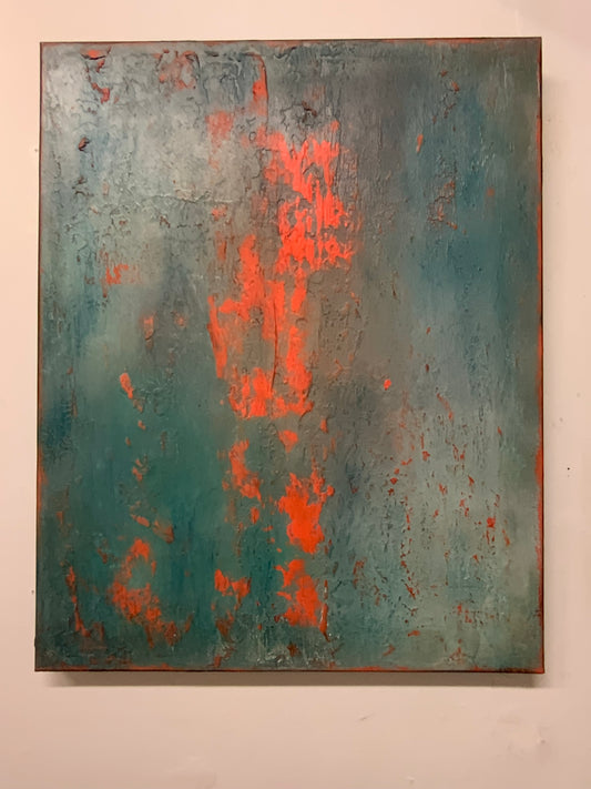 Layers of Blue and Burnt Orange I & II — Original Diptych | One of a Kind