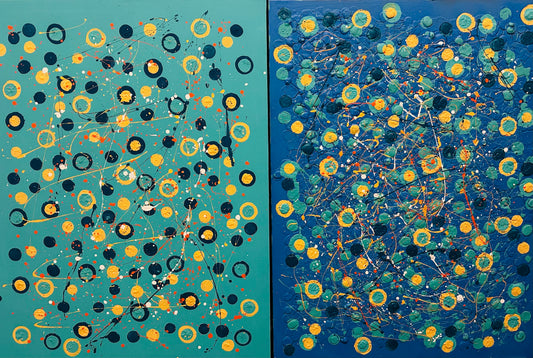 Confetti State of Mind I & II - Original Dyptych