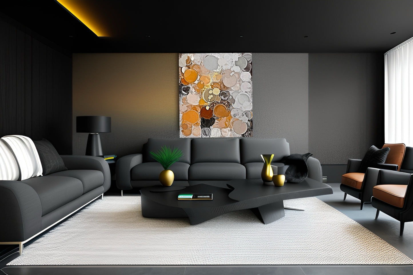 Gleaming Symphony – Metallic Abstract Art Print