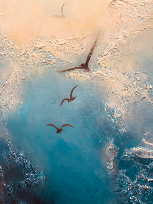 Lunar Silence - Original Mixed-Media Painting