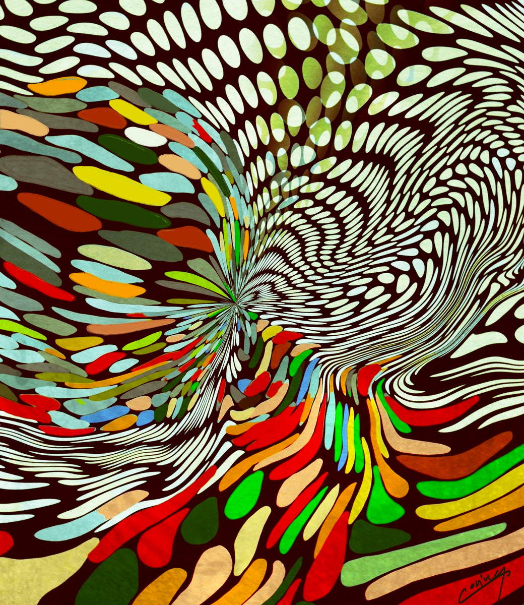 Dynamic abstract art featuring swirling kaleidoscope-inspired bubbles in vibrant hues, evoking joy and excitement."