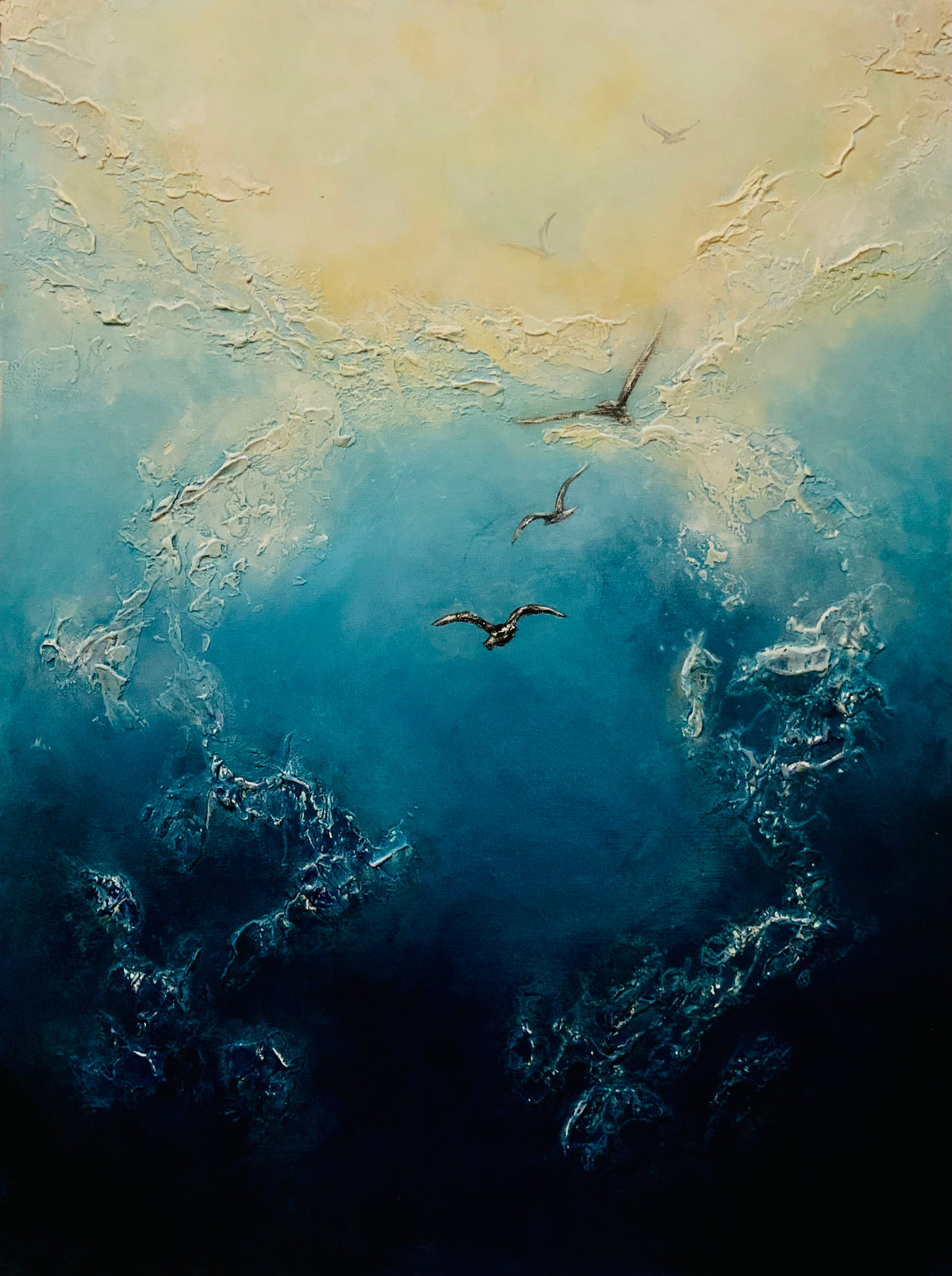 Lunar Silence - Original Mixed-Media Painting