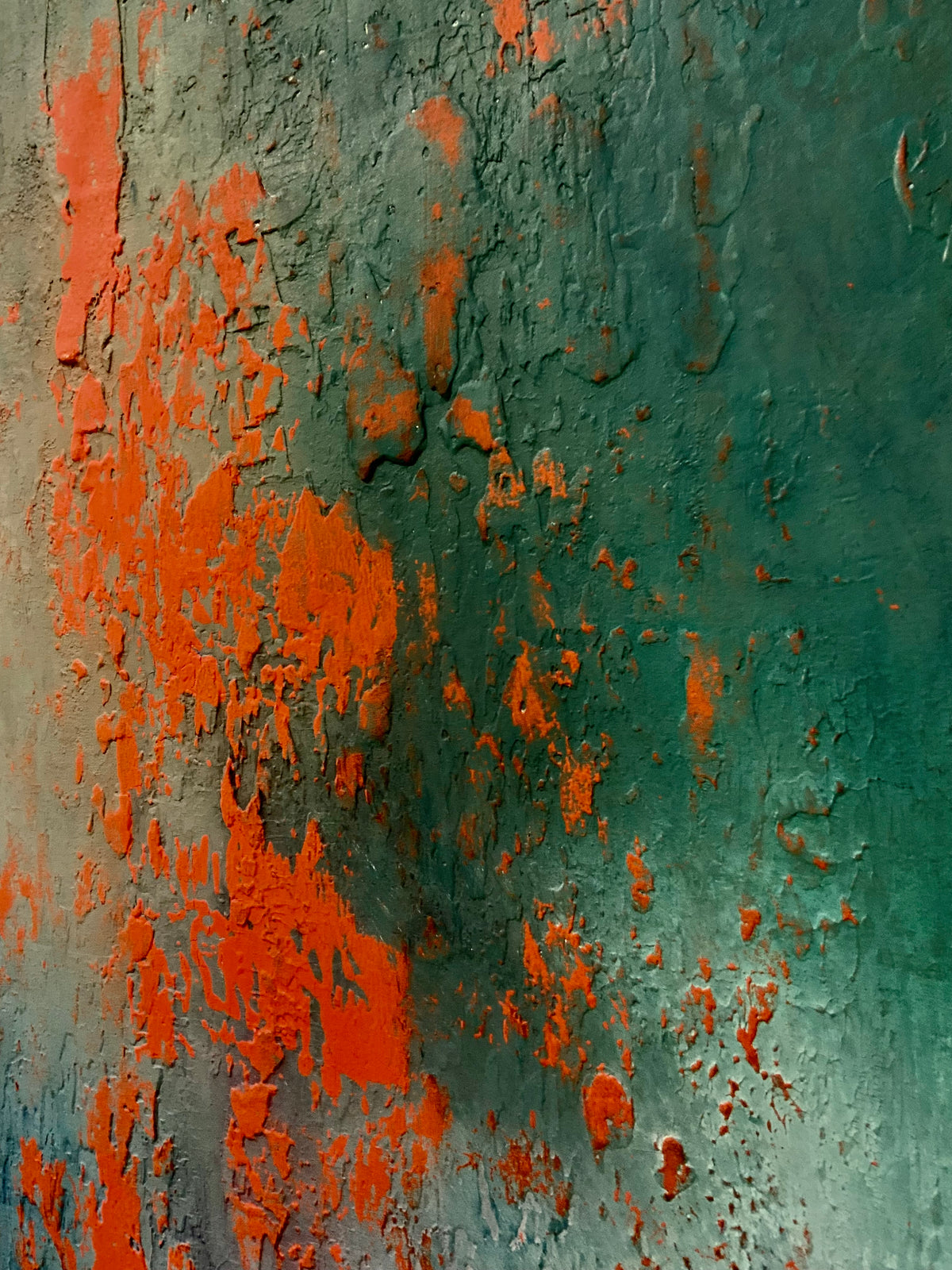 Layers of Blue and Burnt Orange II — Original Mixed Media Painting I One of a Kind