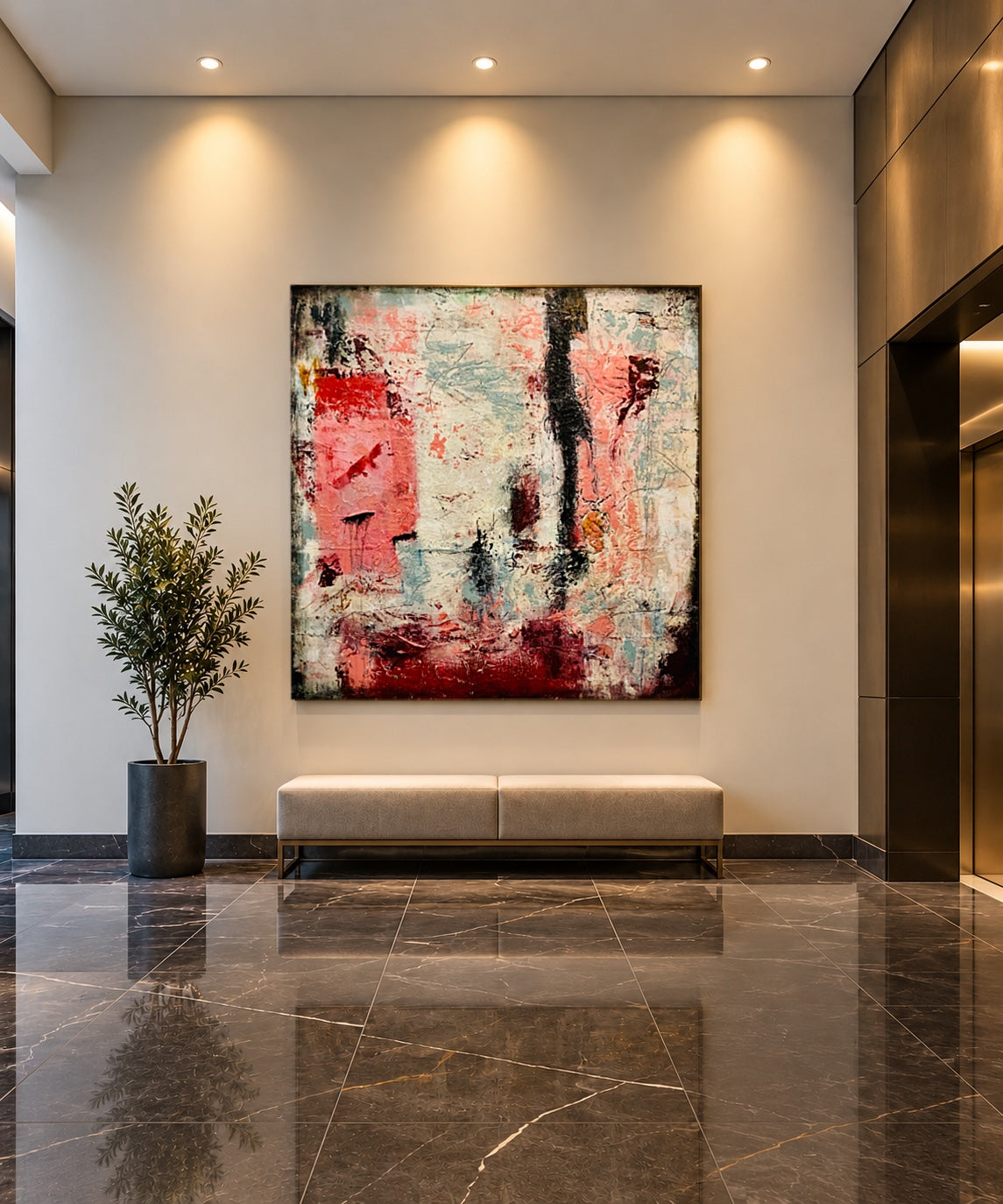 La Vie En Rose - Mixed Media Acrylic Painting