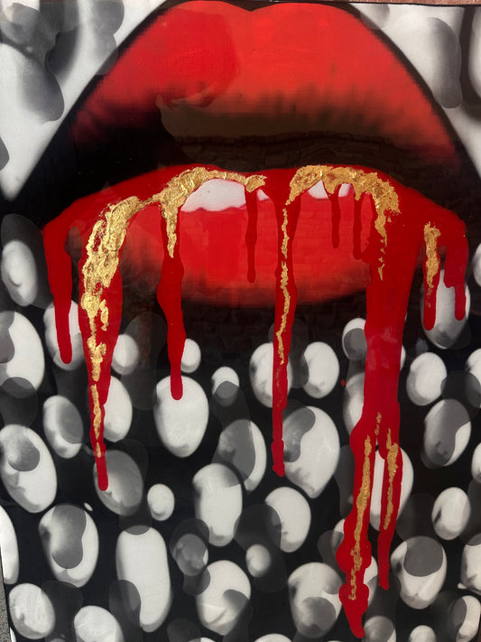 Kiss Me 'Til I Bleed - Original Mixed Media Collage