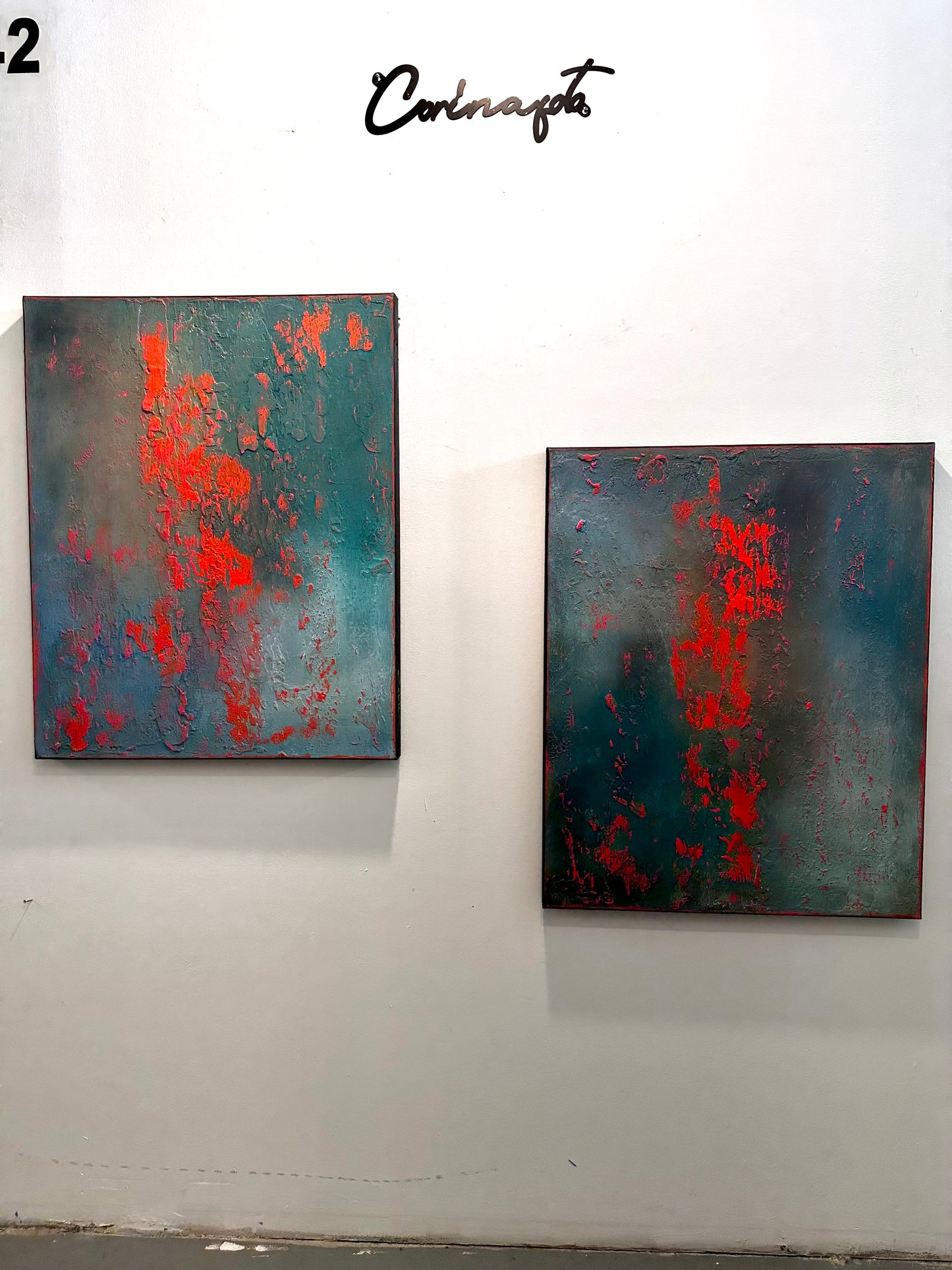 Layers of Blue and Burnt Orange I & II — Original Diptych | One of a Kind