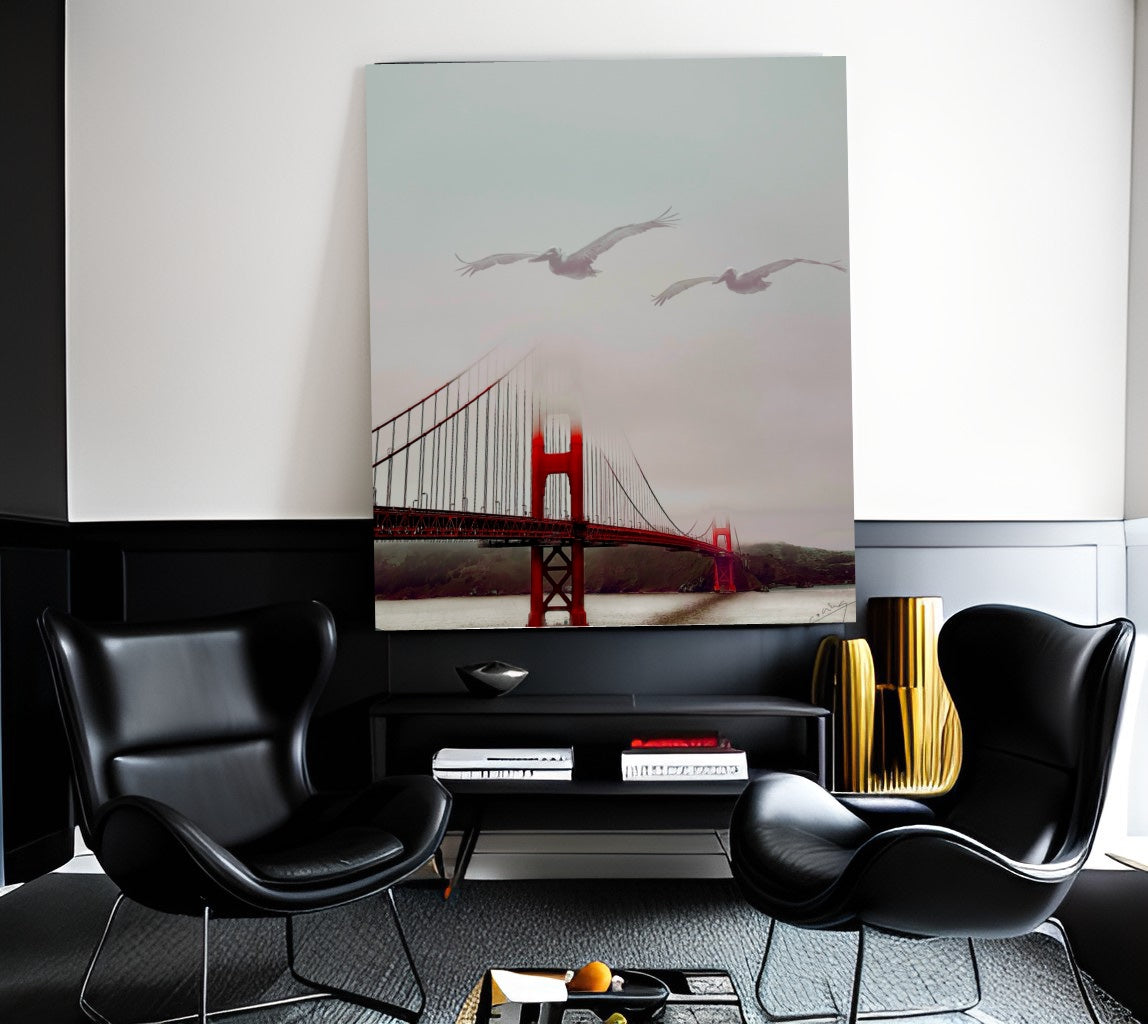 Enigmatic Crossings - Vintage Golden Gate Bridge Art Print