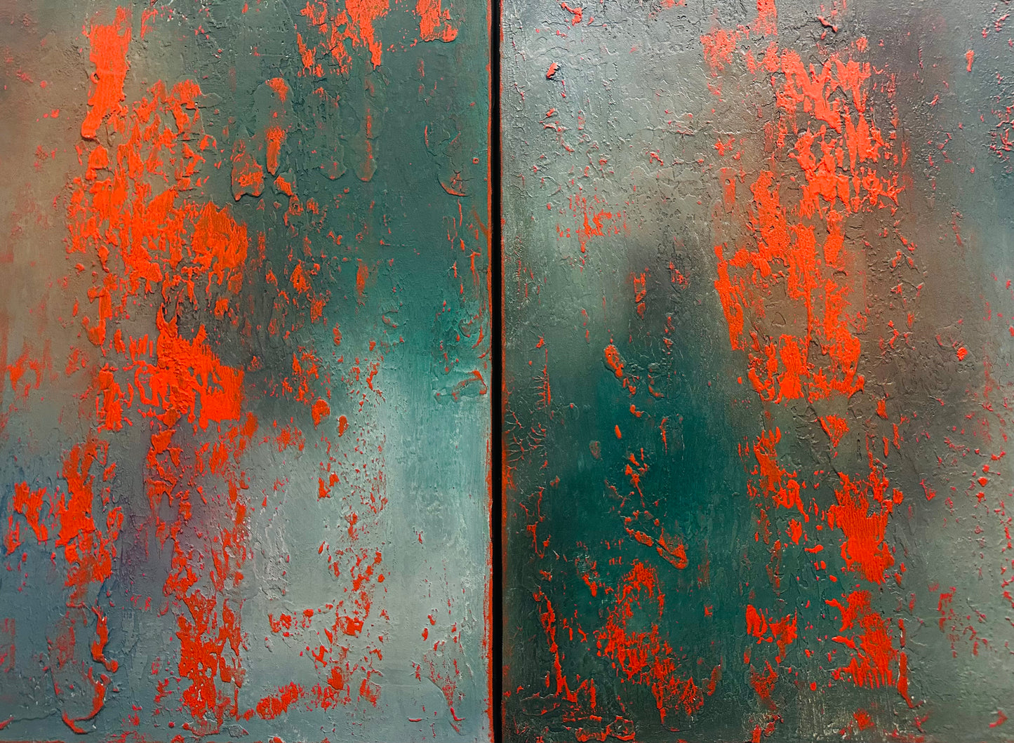 Layers of Blue and Burnt Orange I & II — Original Diptych