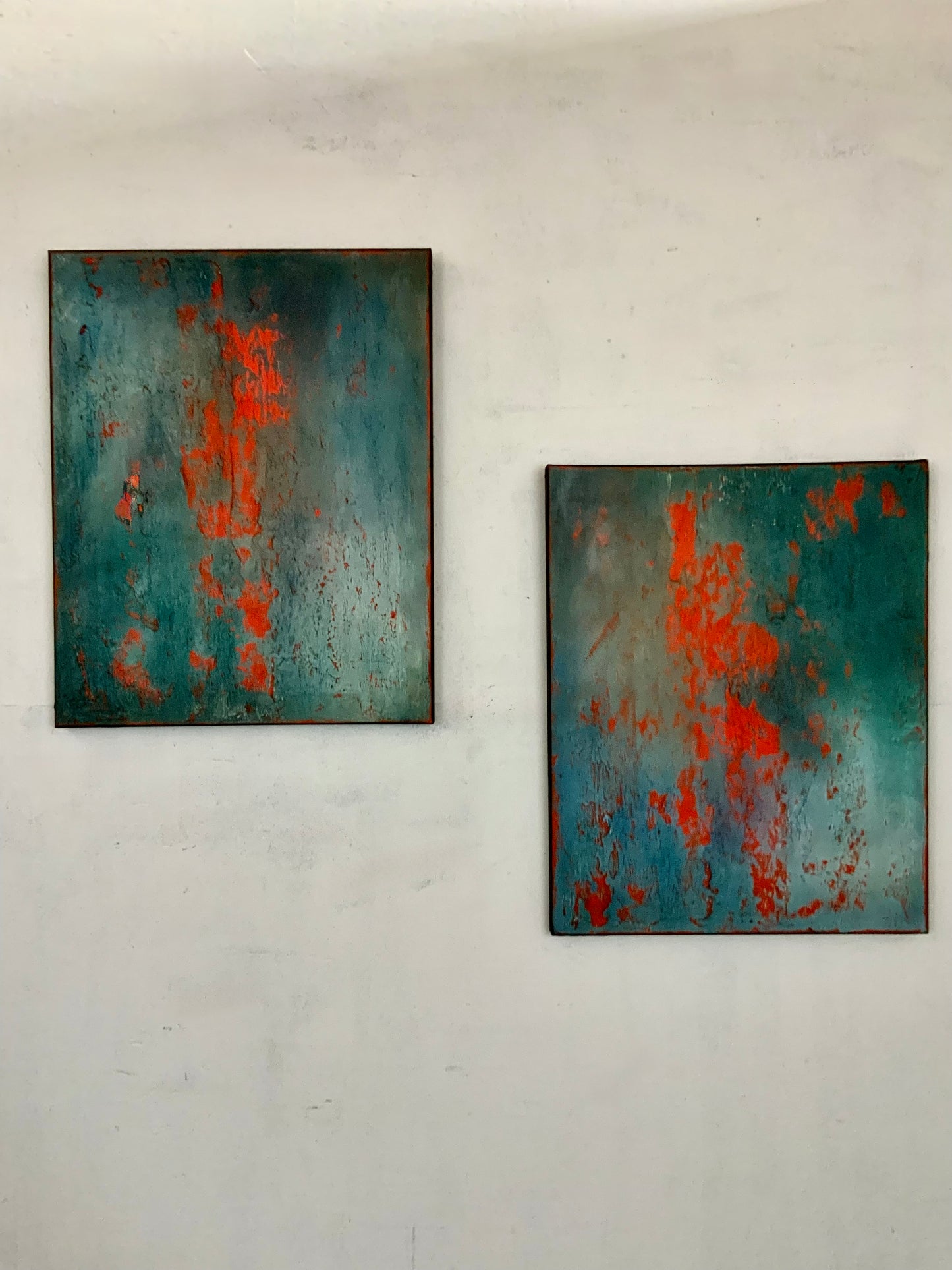 Layers of Blue and Burnt Orange II — Original Mixed Media Painting I One of a Kind
