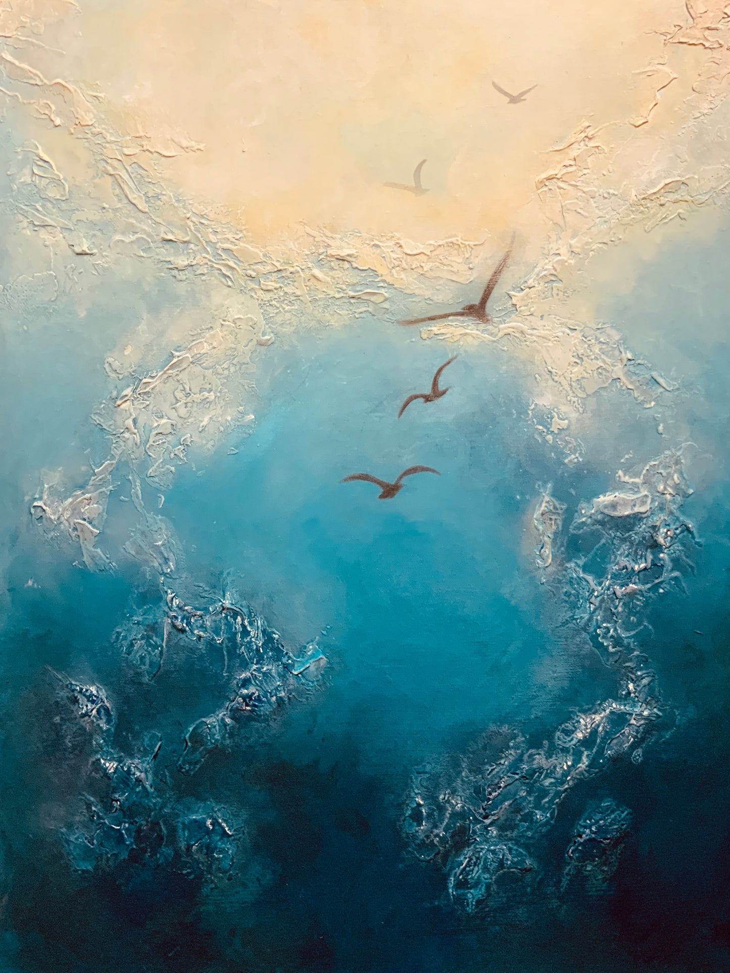 Lunar Silence - Original Mixed-Media Painting