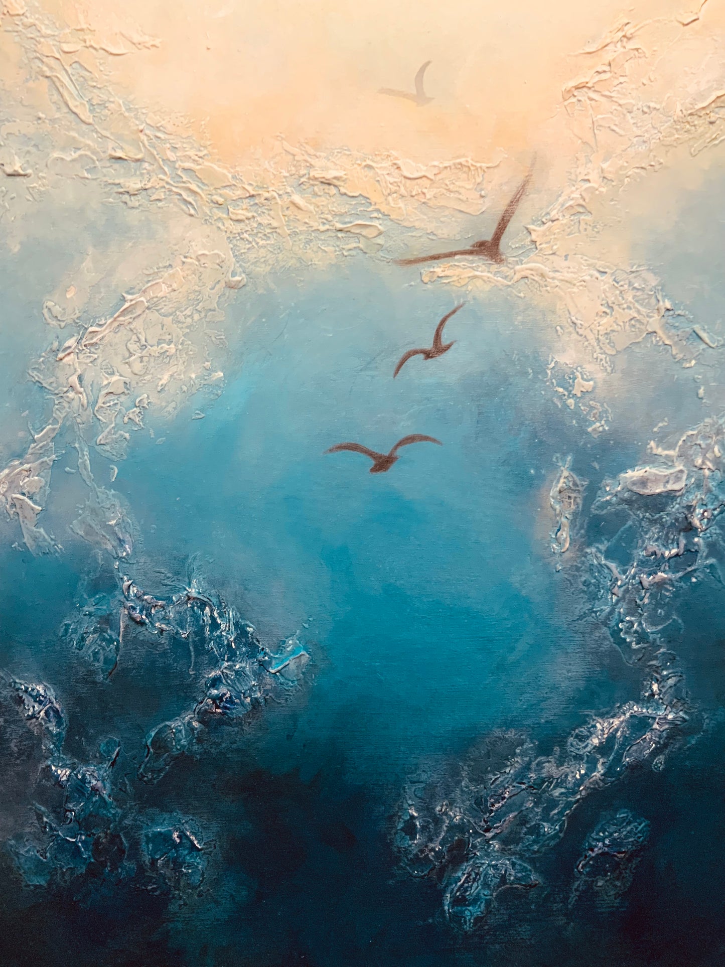 Lunar Silence - Original Mixed-Media Painting