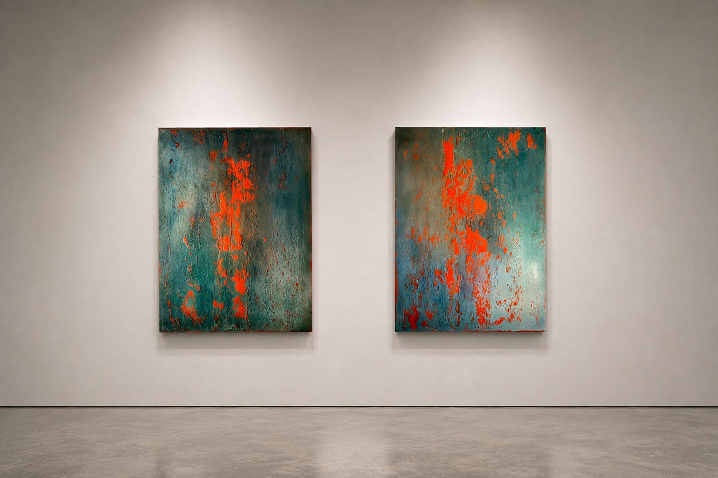 Layers of Blue and Burnt Orange II — Original Mixed Media Painting I One of a Kind