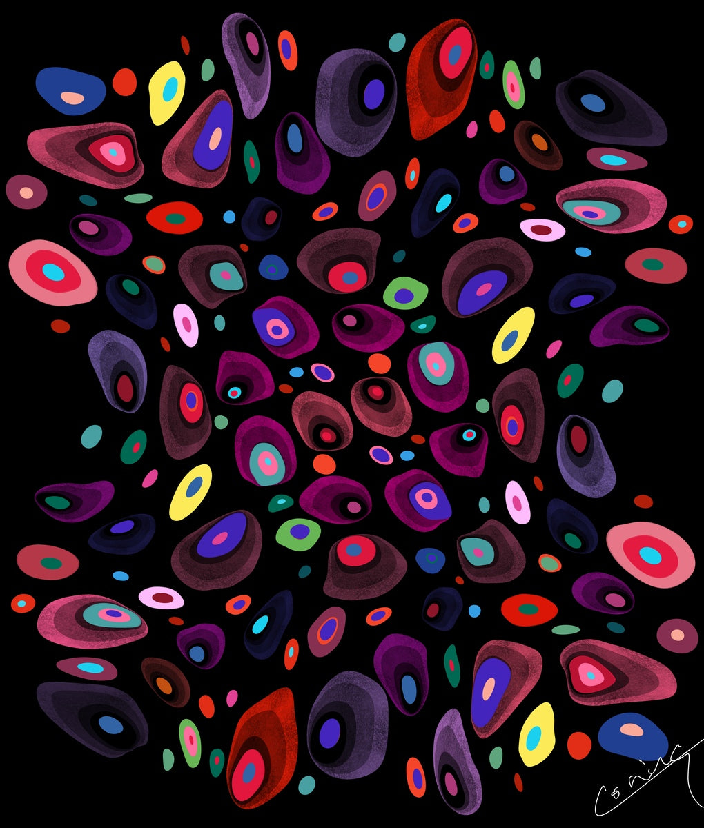 Joyful Mosaic of Vibrant Pebbles - Limited Edition of 25