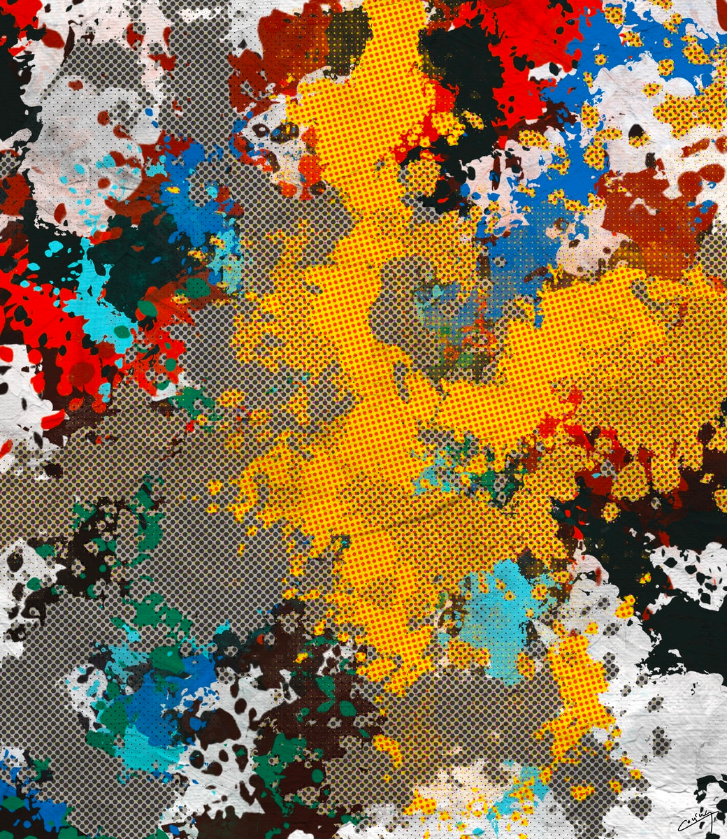 Dynamic abstract art with vibrant burst of pixels in a playful frenzy, evoking joy, color, and exuberance.